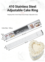 Moule à gâteau en forme de cœur réglable en acier inoxydable, outil de pâtisserie