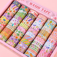 Lot de 60 rouleaux de ruban adhésif doré et de ruban washi avec motifs floraux mignons, idéal pour le journaling et les loisirs créatifs