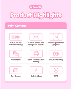AI Voice Command Kids Photo Printer <b>Camera</b> Instant <b>Print</b> Drawing Pictures Portable Thermal Printer For Children DIY Doodle Toy - Product Image 3