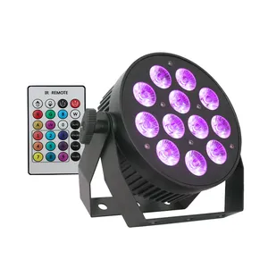 ミニLedステージライトキャストアルミニウムフラット12pcs10W RGBW4in1リモコンLedパーライト