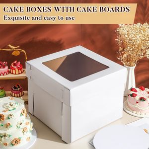 Cajas de pastel de cartón corrugado resistente al agua de alta calidad, cubo cuadrado ecológico, ventanas transparentes para comida, pastel, postre - Product Image 6