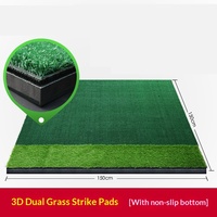 Tapis d'entraînement de golf professionnel 1,5 x 1,5 m, herbe longue et courte, double couche, design antidérapant en caoutchouc