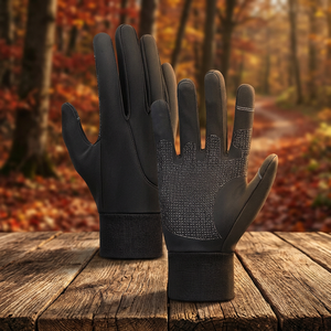 Sporty <b>Touch</b> <b>Screen</b> <b>Gloves</b> Black Polyester Wrist Length Outdoor Winter Use - Product Image 6