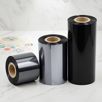Pita Transfer Termal 110mm*300m Hitam Premium Resin-Enhanced Wax Pita Label Susut Sensitif Panas Kompatibel