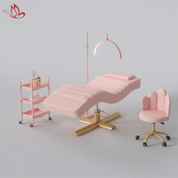 Table de massage pour traitement électrique de luxe rose, extension de cils pour salon de beauté du visage, lit incurvé pour salon de beauté