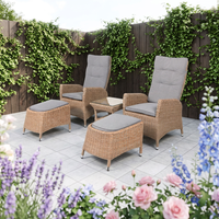 Joyeleisure 5-teiliges Klappbares Verstellbares Einzelsofa aus Korbgeflecht Moderne Outdoor-Möbel zum Entspannen