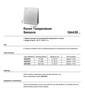 Capteur de température ambiante en plastique QAA2061 pour intérieur, installation facile, plage 0-50°C, pour systèmes de climatisation et de ventilation - Product Image 6