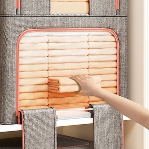 Hot Bán Tủ Quần Áo Có Thể Gập Lại Quần Áo Lưu Trữ Tổ Chức Túi Công Suất Lớn Không Thấm Nước Linen Khung Thép Lưu Trữ Hộp 2 Gói - Product Image 5