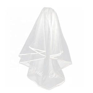 Velo da sposa a due strati bianco lungo per le spose elegante decorazione di nozze - Product Image 1