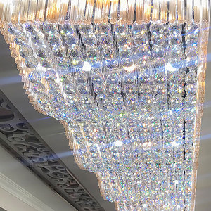 Sfera di cristallo dell'ingresso dell'hotel della Villa <span class=keywords><strong>con</strong></span> i lampadari di cristallo di lusso rettangolari personalizzati del tubo di vetro - Product Image 2