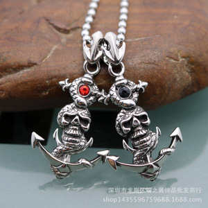 Yunnique-collar con colgante de ancla de acero inoxidable con diseño de calavera y serpiente para hombre, regalo de joyería de moda - Product Image 5