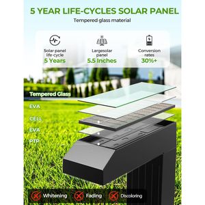 Lampes solaires de jardin Coxseni, lot de 8, 3 modes de couleur, éclairage paysager LED extérieur avec lumière blanche chaude, froide et du jour, allumage et extinction automatiques - Product Image 3