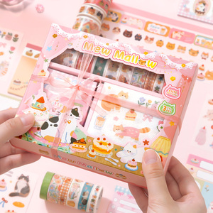 Set di Nastri Adesivi e Blocchetti per Appunti Simno a Tema Animali Cartoon, 120 Pezzi, Kit di Cancelleria con Adorabili Gattini, Adesivi e Blocchetti per Diari - Product Image 6