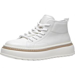 Bottes montantes blanches en cuir de vachette pour hommes, de luxe, de créateur, décontractées, style sport, qualité supérieure, rehaussantes - Product Image 6