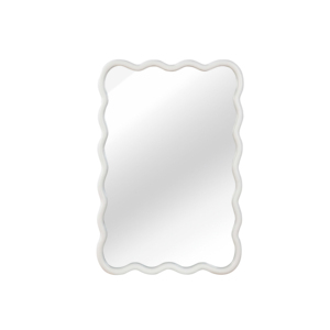 White 20x30 Wavy <b>Rectangle</b> Solid Wood Frame Decorative <b>Mirror</b> <b>For</b> Bedroom Bathroom Living Room Entryway - Product Image 6