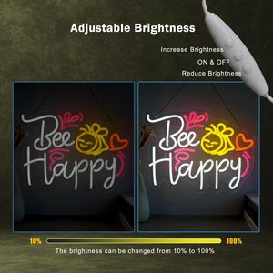 Enseigne néon Bee <span class=keywords><strong>Happy</strong></span>, Lumières néon inspirantes sur le thème de la psychologie, Décoration murale pour <span class=keywords><strong>restaurant</strong></span>, boutique, maison, bar, café - Product Image 4
