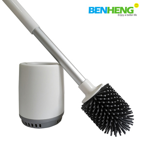 Cepillo de Limpieza <span class=keywords><strong>para</strong></span> Inodoro de Alta Calidad, Diseño de Pared, TPR Suave, Cepillo de Silicona <span class=keywords><strong>para</strong></span> Baño con Soporte, Diseño de Varilla de Aluminio - Product Image 1