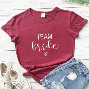 Camiseta de Novia 100% Algodón, Camiseta de Manga Corta para Mujer, Ropa de Talla Grande, Camiseta Informal con Letras de Equipo de Novia, Camiseta Unisex de Algodón - Product Image 4