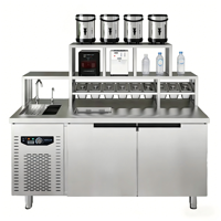 Plan de travail personnalisable en acier inoxydable pour thé au lait Boba, haute qualité, multifonctionnel, double porte, réfrigération électrique pour Bubble Tea