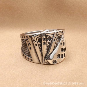 <b>Playing</b> <b>Card</b> Ring Stainless Steel Retro Punk Style Unisex Fashion Jewelry Gift - Product Image 2