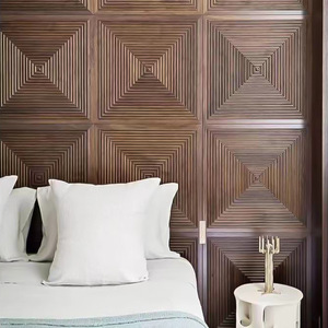 Mosaïque murale en bois d'anagramme moderne de luxe en noyer noir, motif artistique pour la décoration murale, mosaïque murale pour dortoir, amélioration de l'habitat - Product Image 3