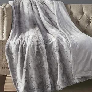 Nuovi prodotti 2023 coperta elettrica in peluche di colore grigio in pelliccia sintetica per piccola coperta elettrica natalizia con funzione Timer di spegnimento automatico