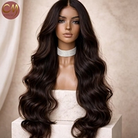 Perruque complète en cheveux humains ondulés multi-teintes avec dentelle frontale HD invisible, plusieurs couleurs en stock, vente en gros