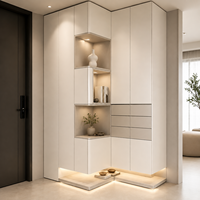 Meuble à chaussures d'angle modulaire de luxe sur mesure, organisateur de rangement moderne en bois pour entrée et salon, étanche et écologique