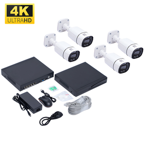 Комплект камер Ultra HD 8MP 4K POE с ночным видением, водонепроницаемый металлический корпус IP66, для наружного видеонаблюдения, с 4-канальной системой PoE - Product Image 1