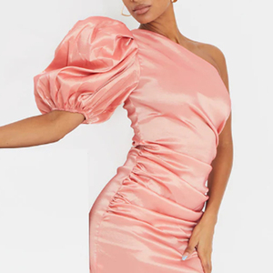 2021 <span class=keywords><strong>ultima</strong></span> di Base Puffy Manica Increspato Hot Notte Mini Vestito Da Ballo Festa di Compleanno di Un Braccio Da Sera Vestiti Sexy Per Le Donne - Product Image 5