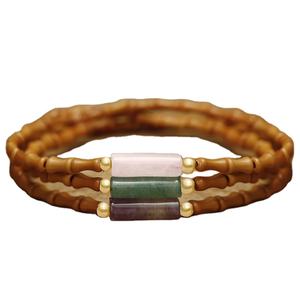 Pulseras de Piedra Natural Hechas a Mano, Diseño Elegante <span class=keywords><strong>y</strong></span> Equilibrado, Forma de Bambú, Tubo Delgado <span class=keywords><strong>El</strong></span>ástico, para Mujeres <span class=keywords><strong>y</strong></span> Hombres - Product Image 1