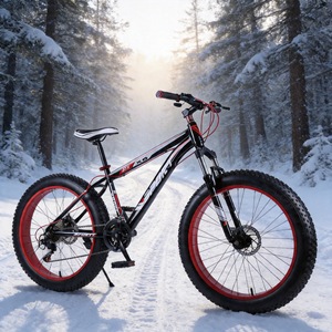 Vélo à neige 24 pouces avec cadre en acier haute teneur en carbone et fourche à suspension pour la conduite sur neige - Product Image 1