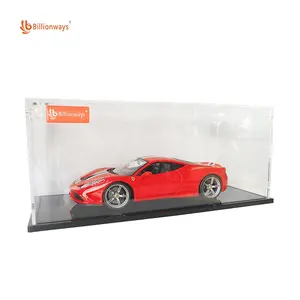 Clear Acrylic Display Show Case with Black Velvet Base for 1:18 Scale Car Model, Simple Self-Assembly Dustproof Showcase, Cube