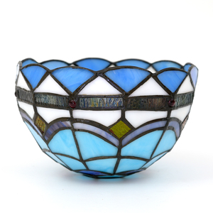 Stile Tiffany piuma di ricambio in vetro colorato retrò <span class=keywords><strong>blu</strong></span> mediterraneo <span class=keywords><strong>lampadario</strong></span> da balcone, lampada da tavolo lampada da pavimento paralume - Product Image 5