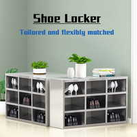 Armoire à chaussures multi-compartiments en acier inoxydable poli pour personnel de salle blanche pharmaceutique