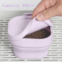 Bol d'eau pliable portable pour animaux de compagnie bol pliable en silicone pour chat et chien avec couvercle