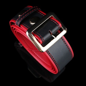 Adjustable Red & Black Leather <b>BDSM</b> Bondage Belt, Fetish <b>Restraint</b> Strap Exotic Belt for Adults and Couples - Product Image 4