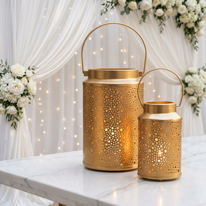 Wholesale Moroccan <b>Gold</b> Handmade Metal Votive Candle <b>Lanterns</b> for Weddings Event Decoration - Product Image 2