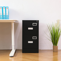 Armoire de classement verticale élégante à 2 tiroirs format A4, noire, verrouillable, en métal et acier, pour bureau