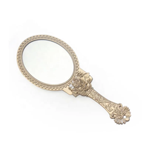 Miroir de maquillage promotionnel portable en métal, imprimé offset, personnalisé OEM, rétro, fait main, pour le bureau, idéal comme cadeau simple.
