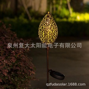 Lampes solaires de jardin LED en forme de goutte d'eau, design creux en métal, résistantes à l'eau, décoration de patio extérieur - Product Image 4