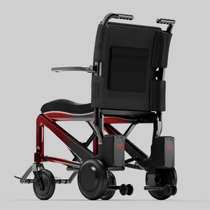 Fauteuil roulant pliable certifié UE avec cadre rouge et siège noir pour le transport en avion - Product Image 2