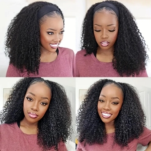 Perruques bandeau en <span class=keywords><strong>cheveux</strong></span> indiens bruts bouclés afro, sans dentelle, entièrement fabriquées à la machine, en <span class=keywords><strong>cheveux</strong></span> humains Remy, vente en gros - Product Image 5