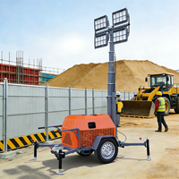 Tour d'éclairage mobile portable diesel de 7 m avec éclairage LED pour chantier de construction ou éclairage de jardin