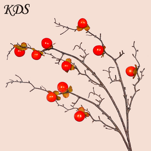 Tige de kaki artificielle 80 cm, texture réaliste, branche de kaki rouge pour la décoration de Noël et du Nouvel An chinois - Product Image 6