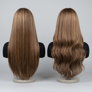 Peluca de Cabello Humano Virgen con Encaje Frontal 9x5, Color Marrón con Reflejos, Sin Pegamento, Venta Directa de Fábrica, en Stock para Mujeres - Product Image 1