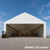 Tente d'entrepôt industrielle à portée libre haute résistance 15-50M de large en alliage d'aluminium 6061-T6, abri de stockage triple couche CE TUV