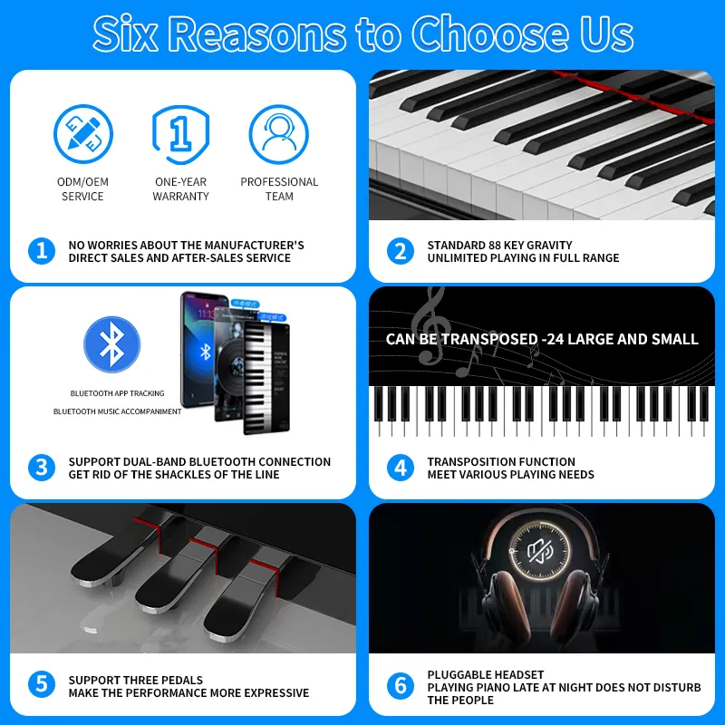 Piano électrique grand électronique 88 touches clavier piano numérique 88 touches piano numérique instrument à clavier