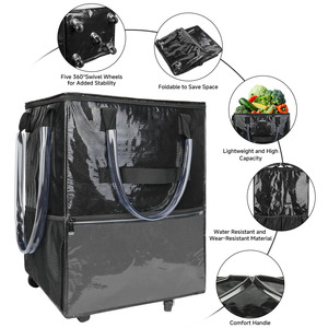 Factory Direct Sales Portable Wholesale <b>Foldable</b> Plastic Food <b>Carts</b> Folding Hand Push Grocery Shopping Trolley <b>Cart</b> - Product Image 4