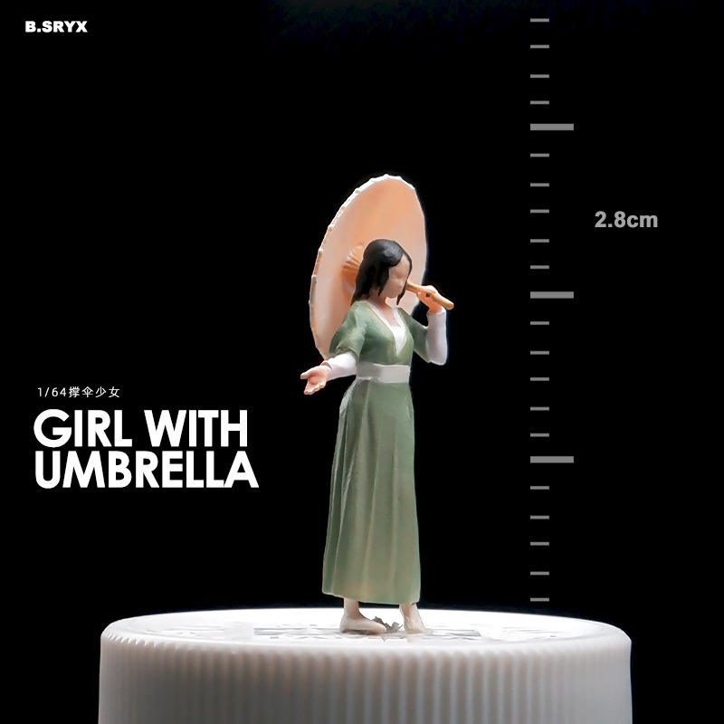 Fille avec un parapluie - Vert